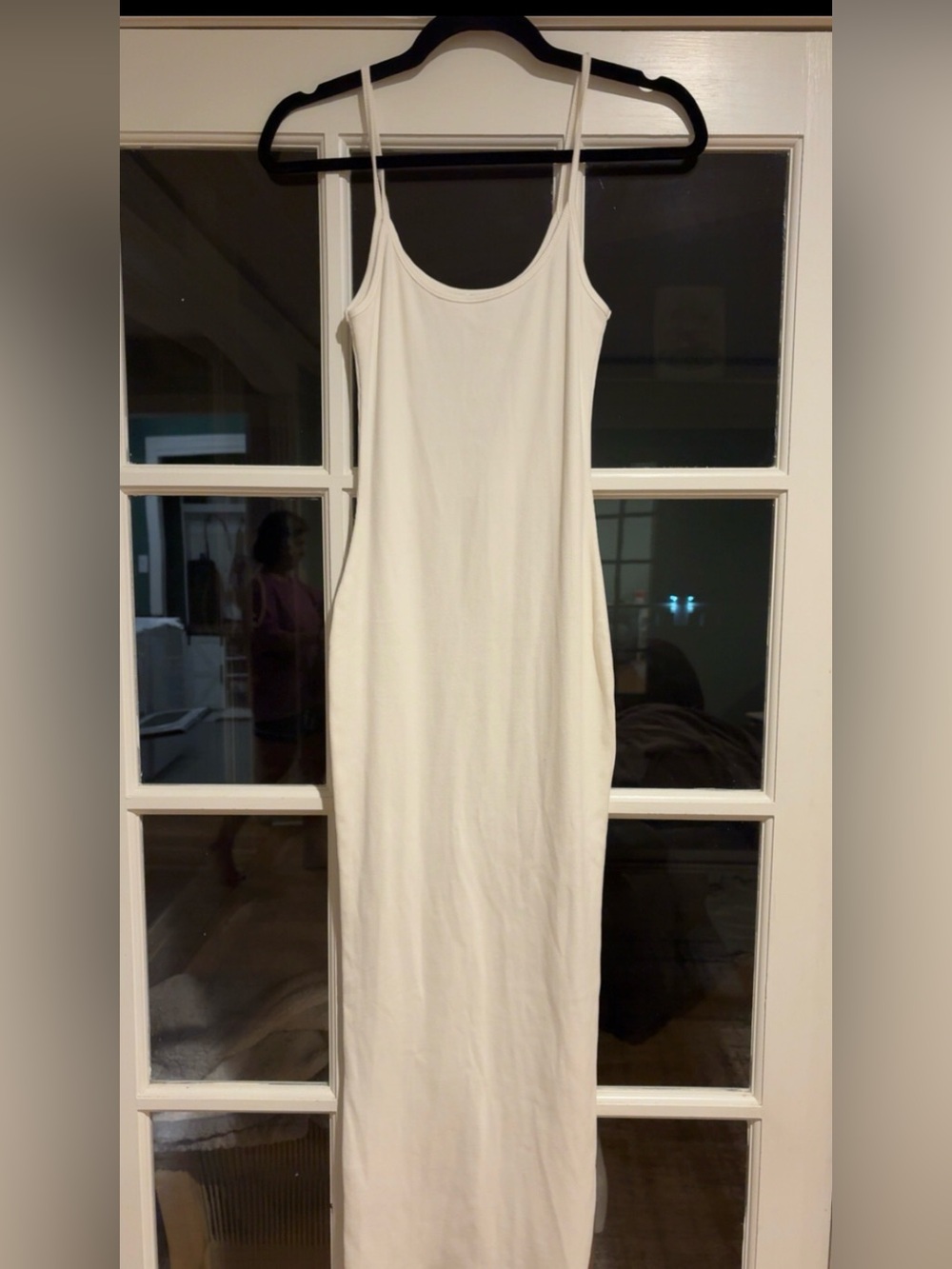 Meshki White Slim Spaghetti Strap Maxi Dress